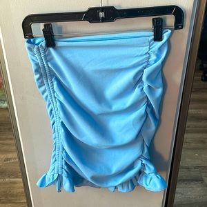 Light Blue Ruched Fishtail Skirt